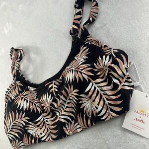 NWT Faherty x Andie XXL The Maui Top TPM AT196 Tropical Black Bikini Top